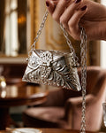 Antique Baroque Carved Silver Metal Clutch