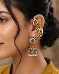 Antique Gold Beaded Ear Cuff Jhumkas