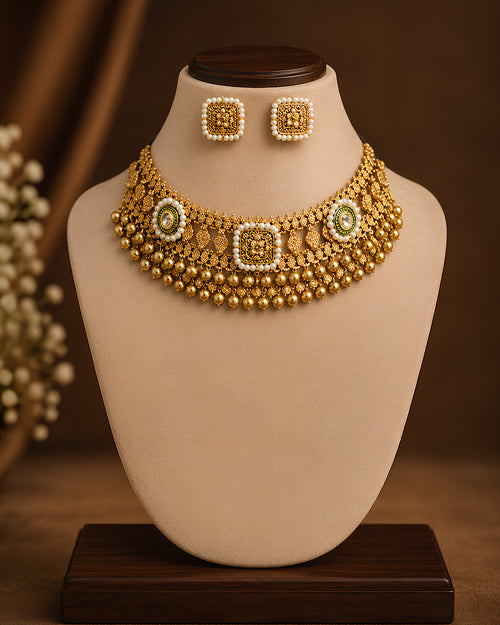 Antique Gold-Finish Filigree Choker Set