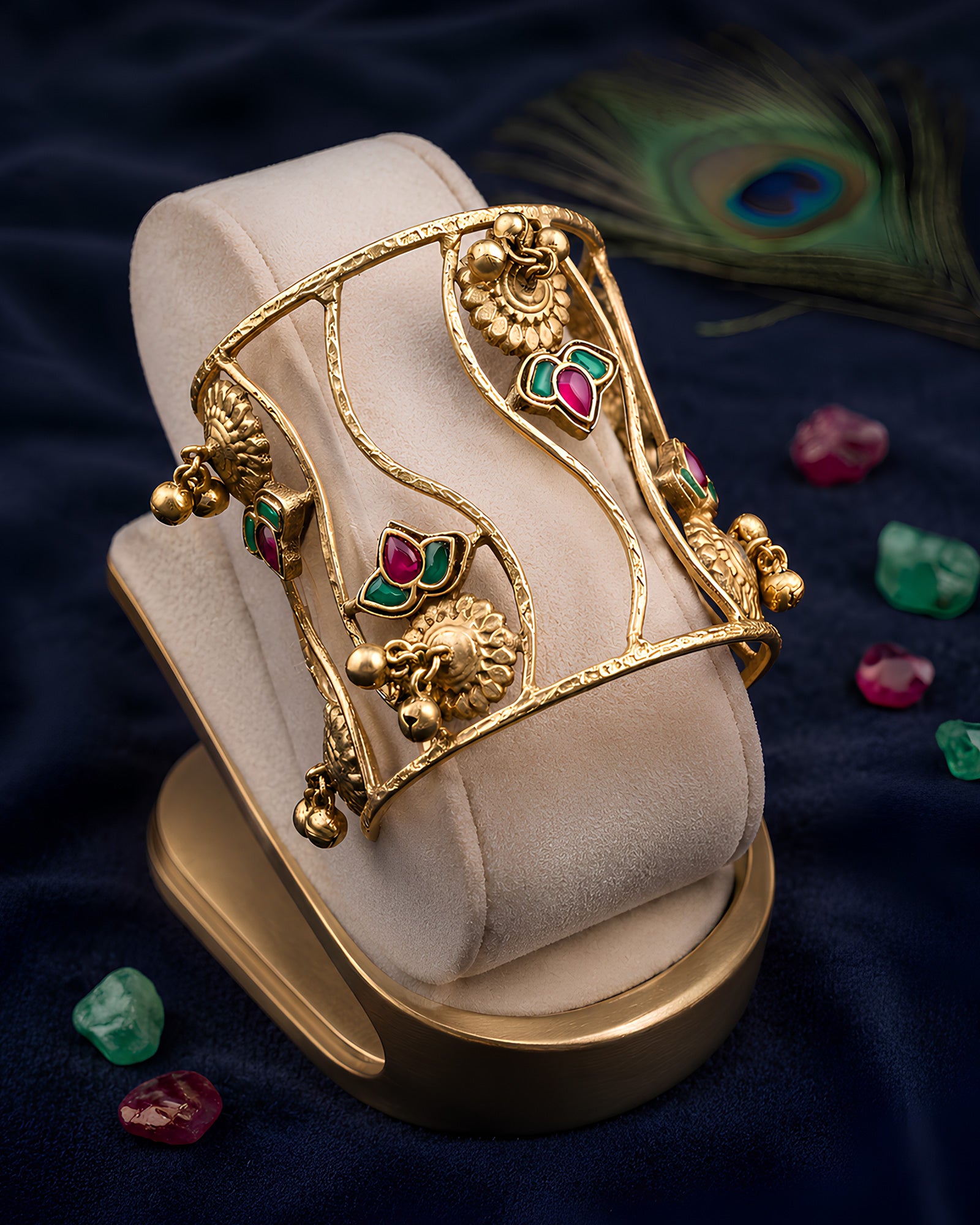 Artistic Lotus Open-Cuff Kada