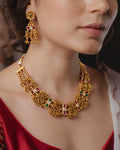 Beaded Cluster & Gemstone Collar Necklace Set