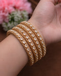 Classic Bezel-Set Stone Gold-Toned Bangles