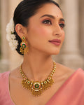 Crescent Enamel Choker & Drop Earrings Set