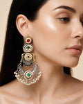 Dual-Tier Meenakari & Pearl Statement Earrings