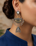 Dual-Tone Bird Motif Jhumka Earrings