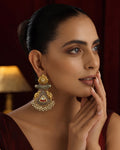 Dual-Tone Bird Motif Pearl Drop Earrings