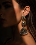 Dual-Tone Blossom & Orb Oxidized Jhumkas