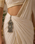 Dual-Tone Crescent & Pearl Flower Saree Juda