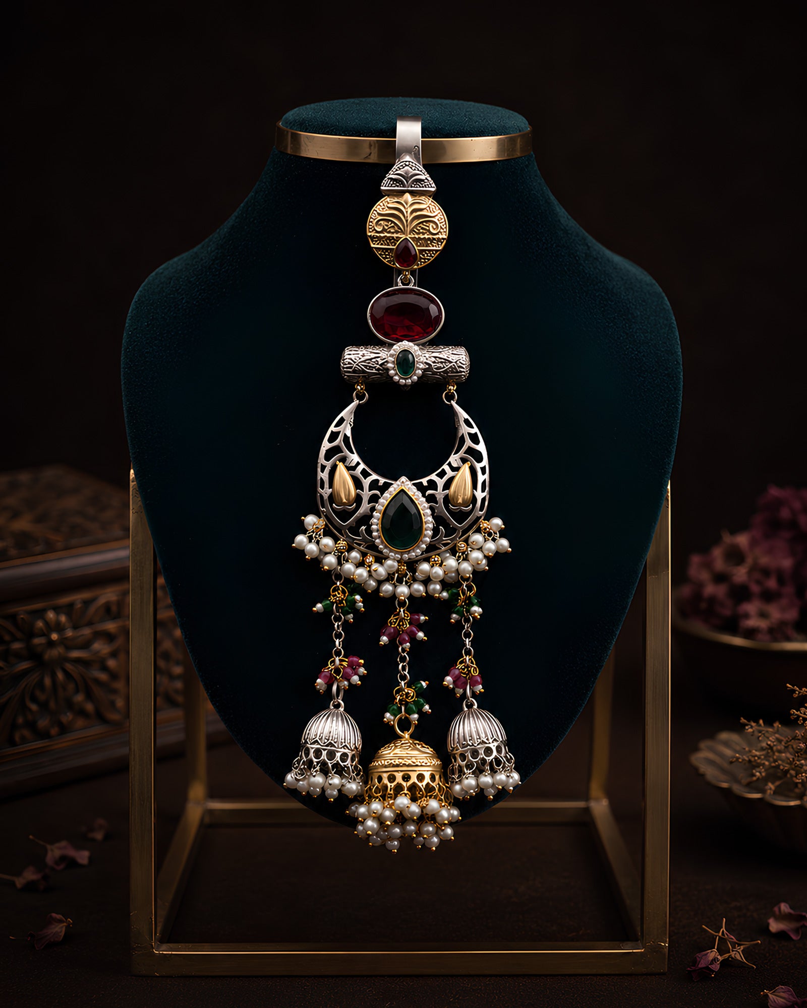 Dual-Tone Crescent & Triple Jhumka Chabi Chhalla