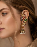 Dual-Tone Crescent Cluster Ornate Ear Cuff Jhumkas