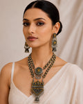 Dual-Tone Crown Motif & Layered Shield Necklace Set