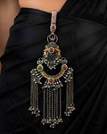 Dual-Tone Elephant Motif & Cascading Ghungroo Crescent Juda Pin