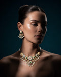 Dual-Tone Elephant Motif Geometric Pearl Hasli Necklace