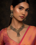 Dual-Tone Filigree Floral Pendant Oxidized Necklace