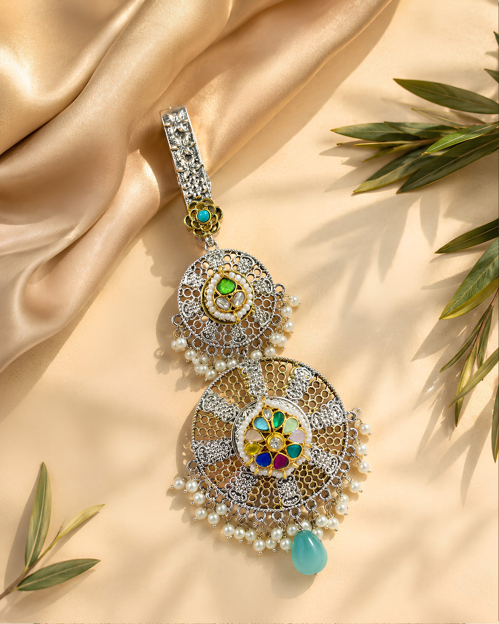 Dual-Tone Filigree Rosette Multi-Tier Chabi Chhalla