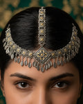 Dual-Tone Floral & Leaf-Fringed Matha Patti