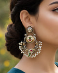 Dual-Tone Floral Arch & Pearl Crescent Earrings