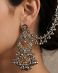 Dual-Tone Floral Bahubali Jhumka Earrings