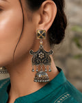 Dual-Tone Floral Filigree Jhumka Earrings