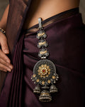 Dual-Tone Floral Medallion & Triple Jhumka Saree Juda