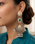 Dual-Tone Kundan Grand Multi-Tiered Jhumka Earrings