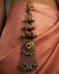 Dual-Tone Meenakari Floral Medallion & Ghungroo Cascading Juda Pin