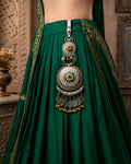 Dual-Tone Meenakari Medallion & Coin-Fringed Oxidized Juda Pin