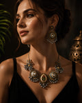 Dual-Tone Meenakari Paisley & Sunburst Ghungroo Necklace Set