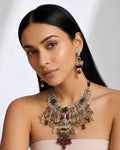 Dual-Tone Multi-Layered Chain Fringe Statement Haar Necklace