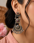 Dual-Tone Multi-Layered Ethnic Drop Earrings