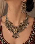Dual-Tone Multi-Medallion Oxidized Necklace