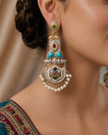 Dual-Tone Multi-Stone Royal Chandelier Earrings