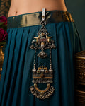 Dual-Tone Peacock Motif & Multi-Tiered Ghungroo Oxidized Juda Pin