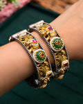 Dual-Tone Royal Elephant & Floral Medallion Kada