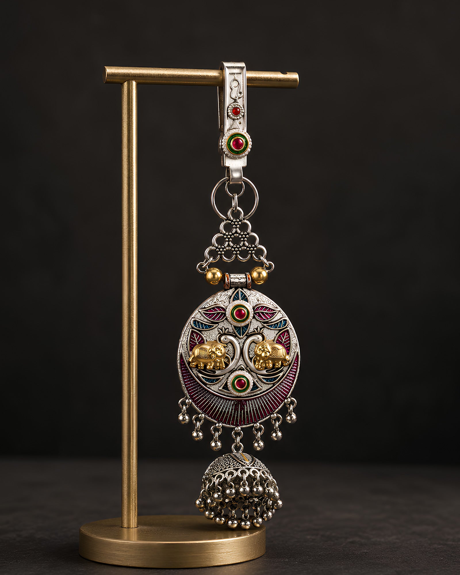 Dual-Tone Royal Elephant Medallion & Jhumka Saree Juda