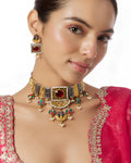 Dual-Tone Ruby Stone Statement Choker