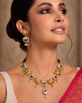 Dual-Tone Sacred Cow Motif Pearl Droplet Necklace
