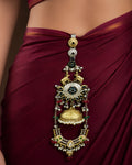 Dual-Tone Sapphire Medallion & Golden Jhumka Chabi Chhalla