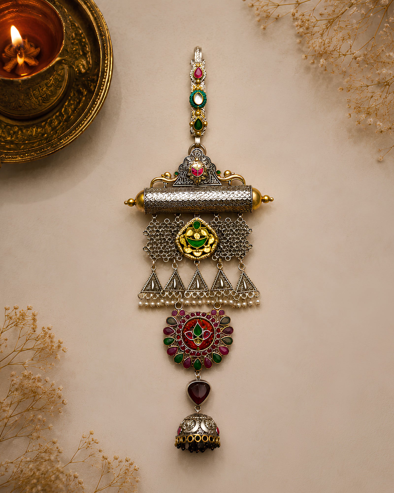 Dual-Tone Tribal Bar & Ruby Rosette Chabi Chhalla