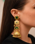 Emerald Green Enamel Tiered Jhumka Earrings