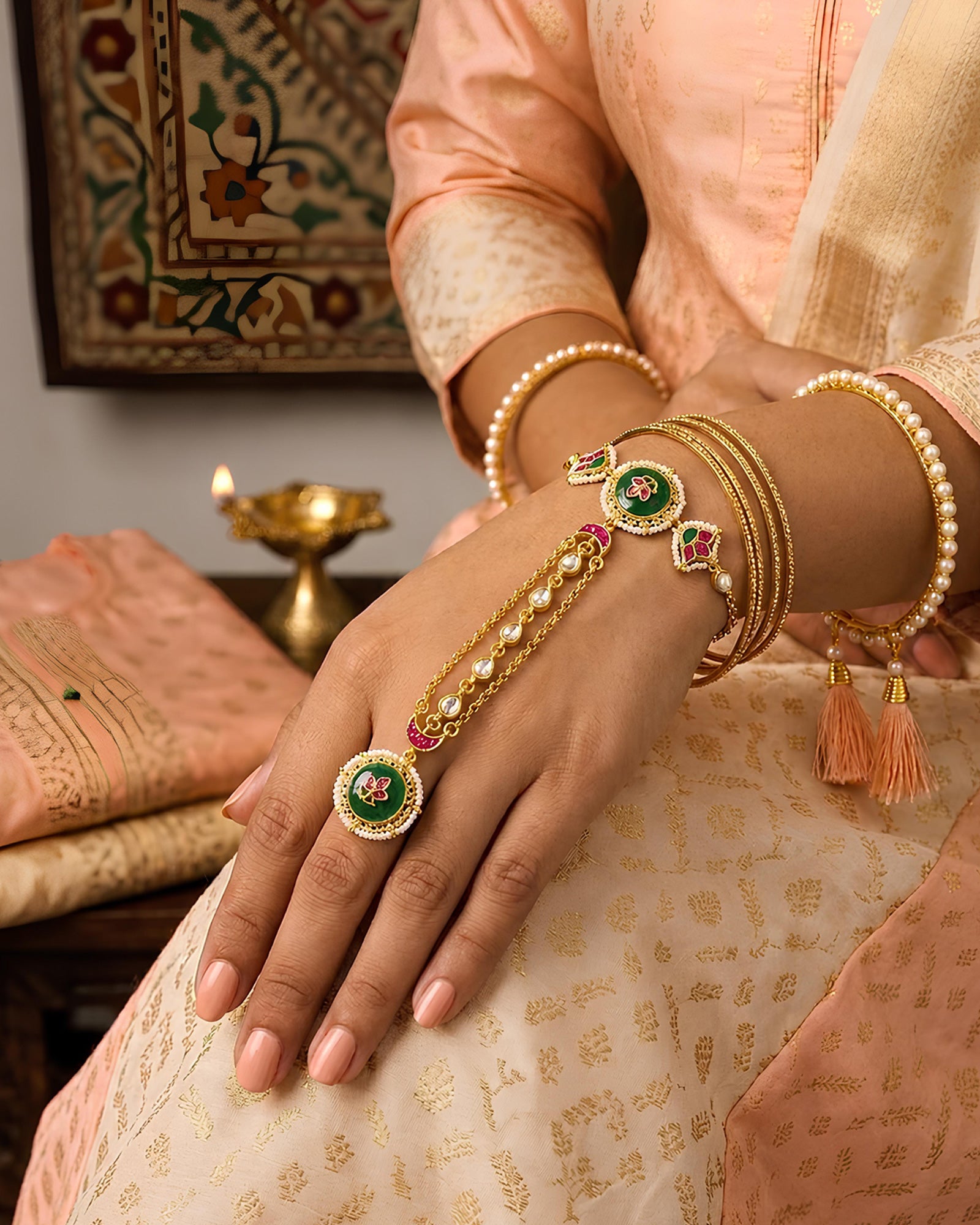 Emerald Meenakari Fusion Panja
