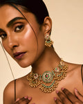 Emerald Meenakari Kundan Gold-Tone Necklace Set