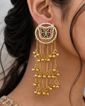 Enamel Butterfly Meenakari Cascading Bead Chain Earrings