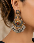 Enamelled Coin-Drop Statement Earrings