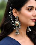 Enamelled Floral Bahubali Jhumka Earrings