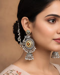 Enamelled Floral Bahubali Jhumka Earrings