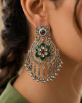 Enamelled Floral Filigree Statement Earrings