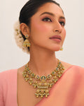 Enamelled Medallion & Beaded Jhumka Necklace Set