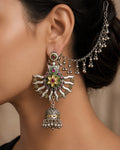 Enamelled Sunburst Bahubali Jhumka Earrings