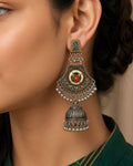 Enamelled Tribal Shield Jhumka Earrings